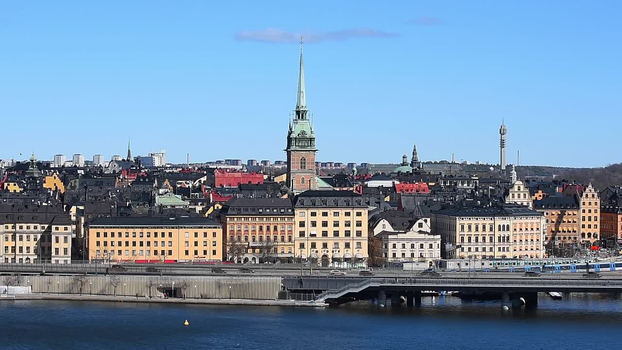Panoramic view of Stockholm skyline in Sweden showcasing Scandinavian architecture, modern cityscape