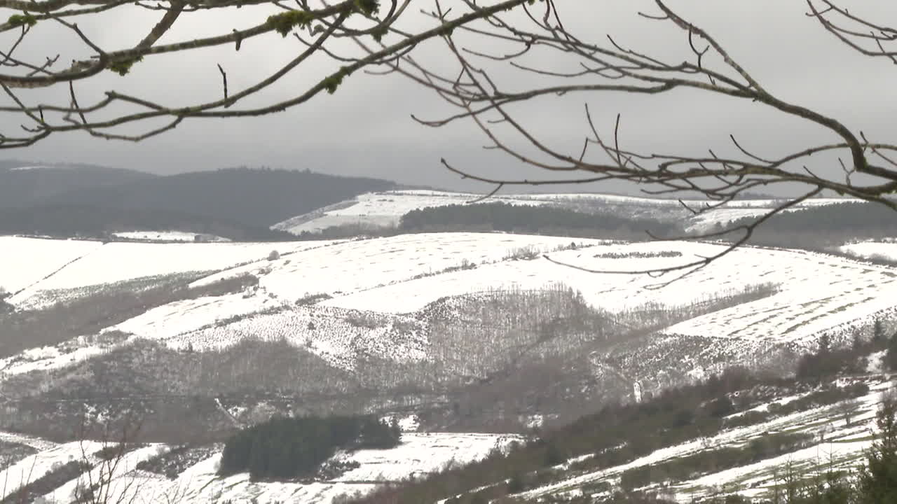 Snowy Winter Landscape View from Hills