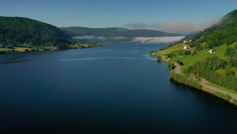 aerial footage beautiful nature norway over the clouds.