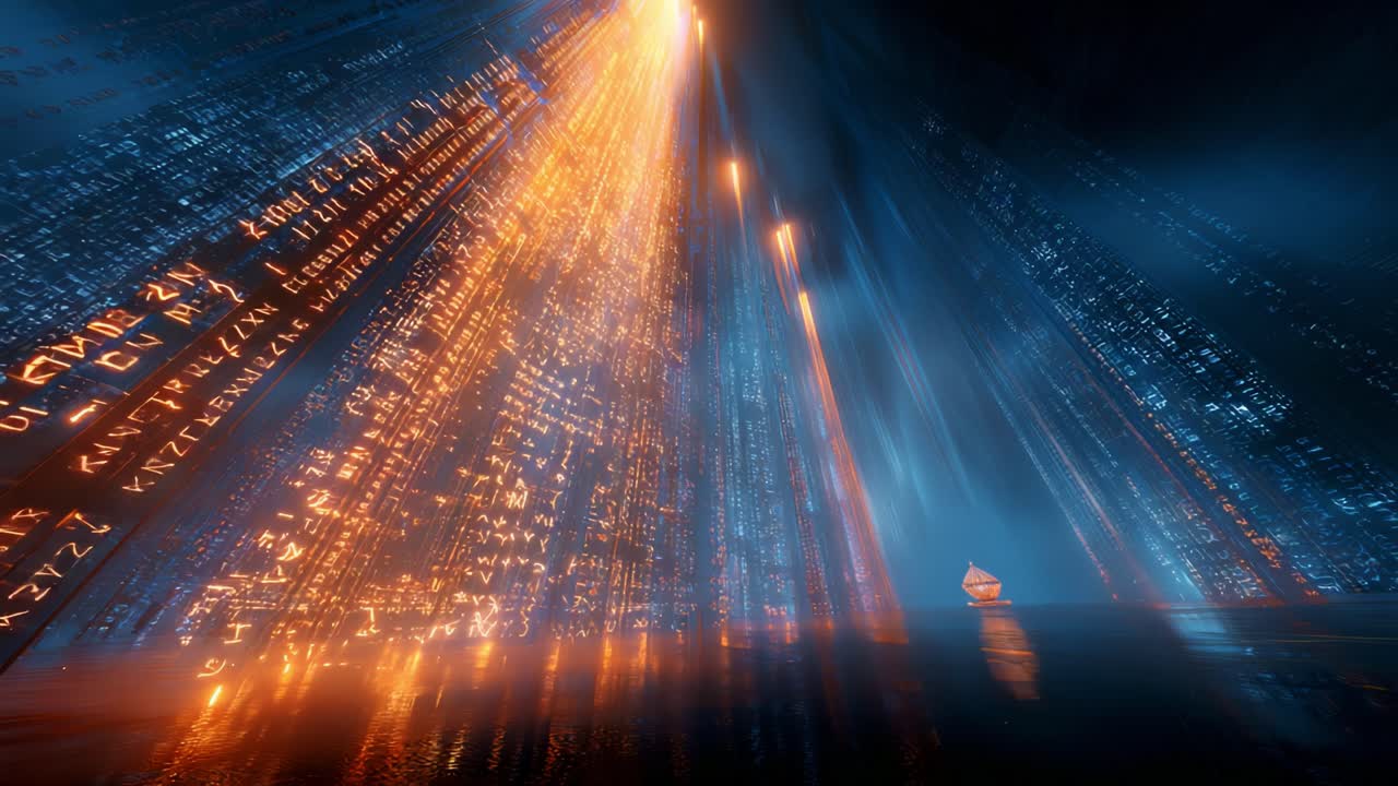 A Futuristic Glimpse of Digital Light and Data Patterns Capturing an Abstract World, Illuminating with Radiant Colors and Dynamic Visuals in a Technological Environment