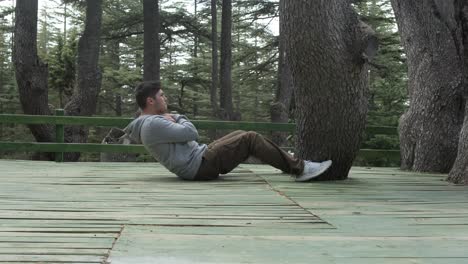 doing sit-up in nature