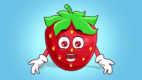 cartoon strawberry face animation shocked with alpha matte