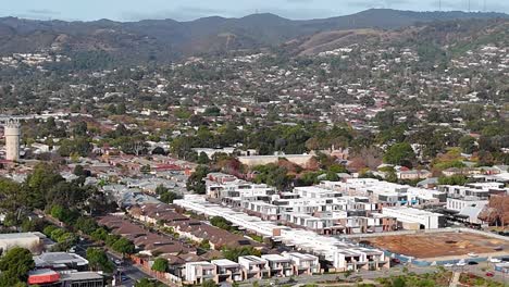 Drone-aerial-view-of-the-Glenside-Housing-area-in-Adelaide,-South-Australia