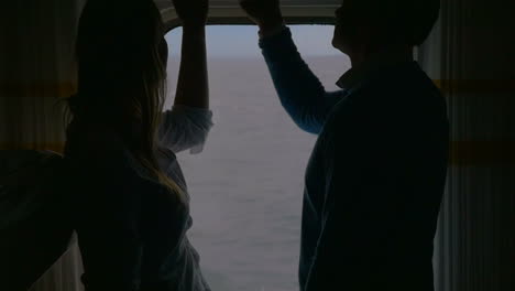 couple looking out the ferry window