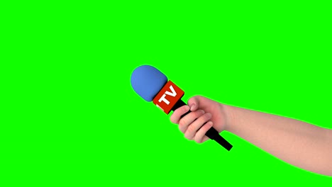 hand with microphone, 3d animation, green screen