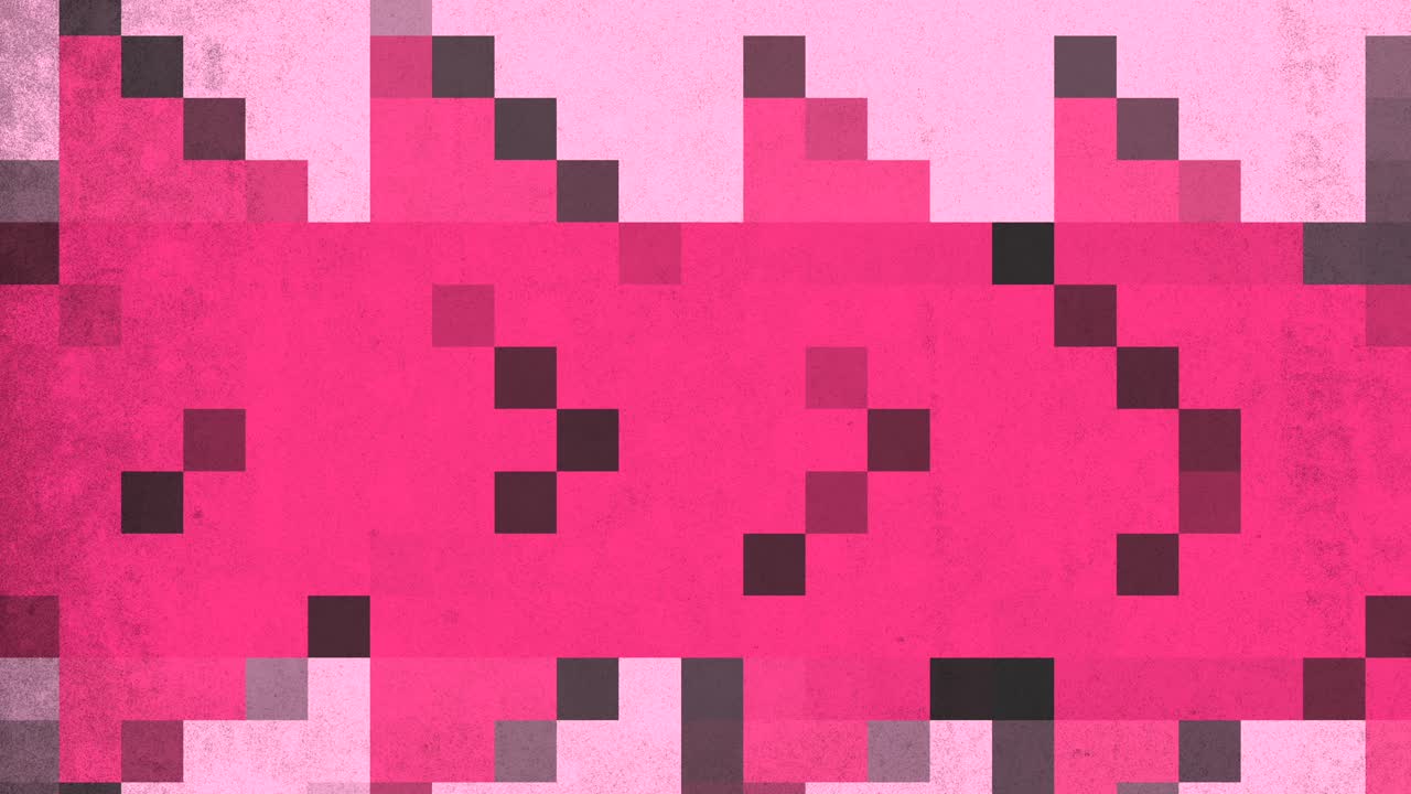 Abstract pixel art featuring red, black, and gray squares forming a diagonal pattern