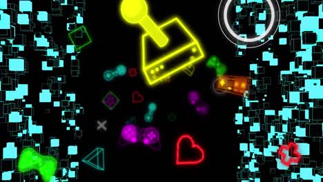 animación de iconos de videojuegos con red de conexiones