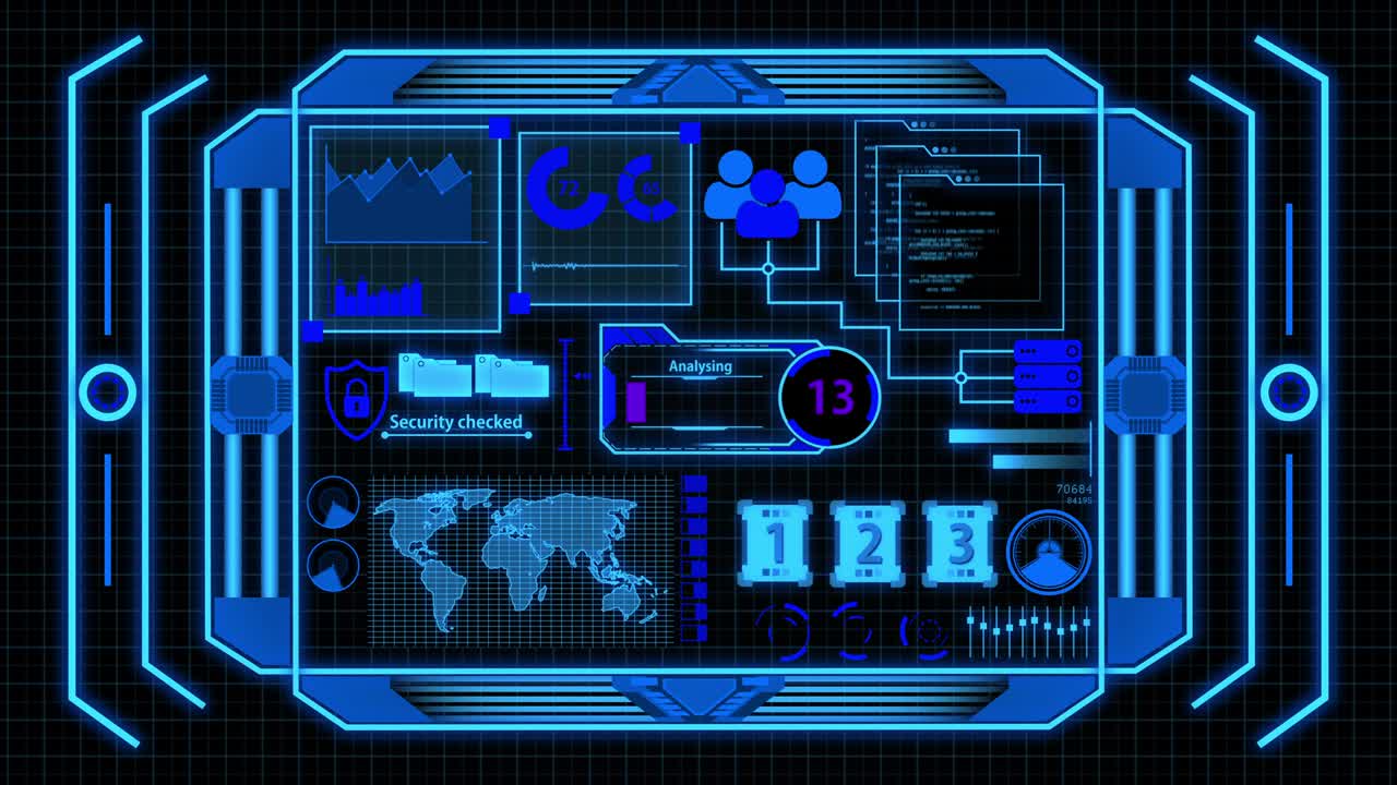 오렌지색 파란색 데이터 분석 세부 사항과 그리드 배경으로 화면