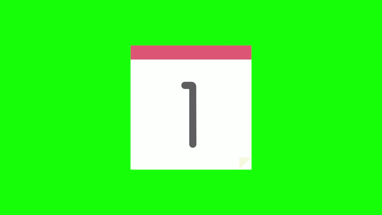 Animazione in loop di calendario giornaliero, 7 giorni, banconota verde.