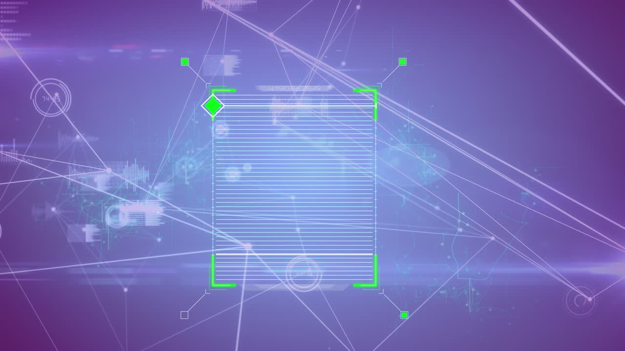 animación del alcance sobre la red móvil de conexiones y procesamiento de datos, en púrpura