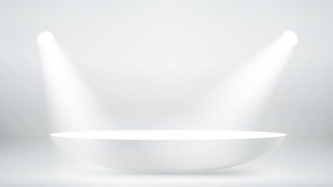 interior blanco con proyectores en movimiento brillantes. imágenes de video en 3d