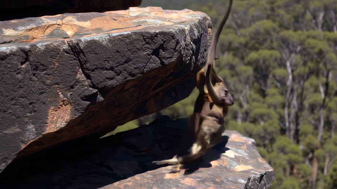 Kangaroo on a Rocky Cliff