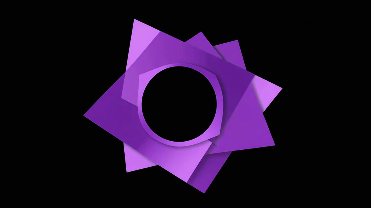 Abstract Purple Geometric Shapes Rotating on Black Background