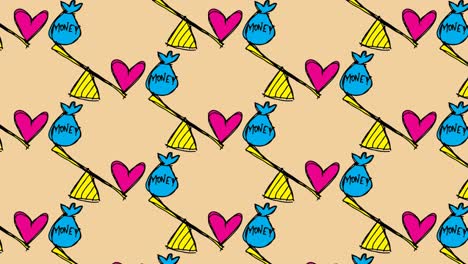 niños dibujando arte pop fondo sin costuras con tema de amor y dinero