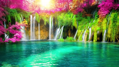 vídeo de cinemagrafa de bucle sin costuras del paisaje de cascadas en los lagos de plitvice, croacia