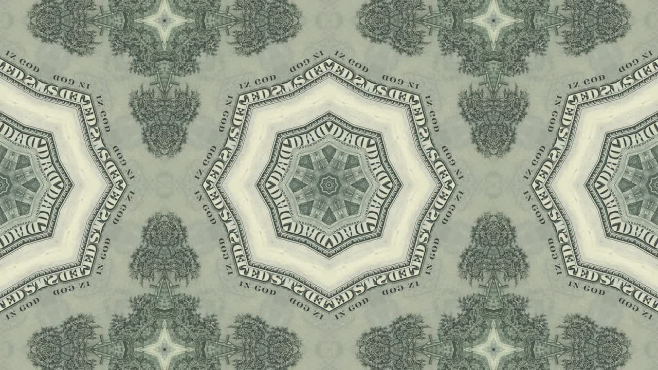 미국 달러 지폐 모자이크: 추상적인 애니메이션 배경, 크리에이티브 비즈니스 모션 그래픽, 원활한 루프