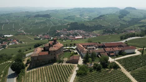 drone shot of italy's famous winery, castello di la volta