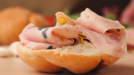 preparing a ham sandwich
