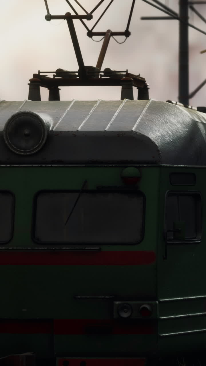 viejo tren verde en el ferrocarril