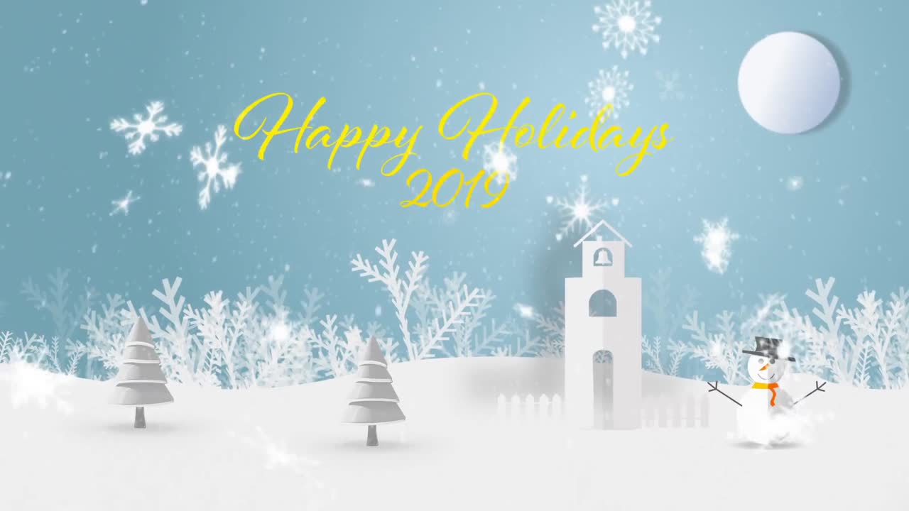 파란색 배경에 쓰여진 2019년 축하절