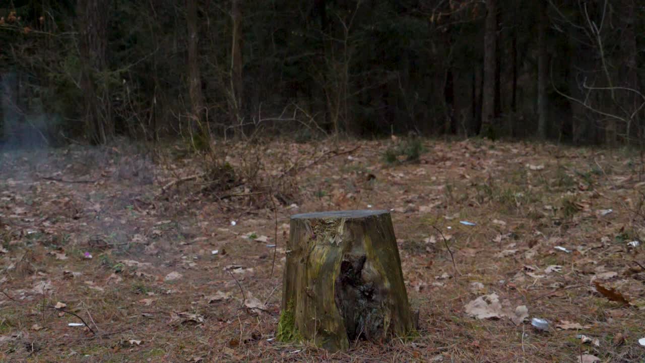 Slowmotion of small firework exploding candle