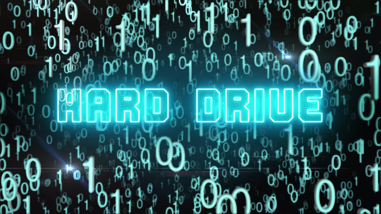 concepto de disco duro azulado con código digital