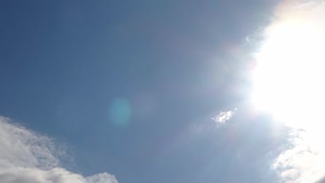 stunning time lapse of sunlight and moving clouds in the blue sky.