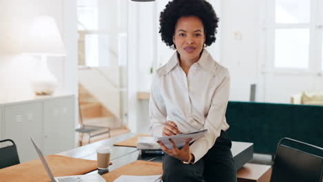 manager, boss and black woman in office portrait