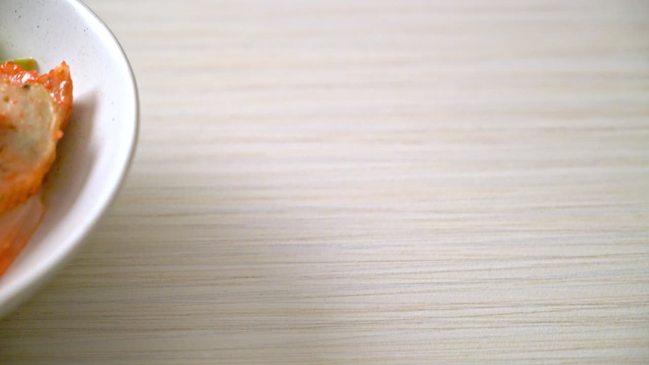 (Yen-Ta-Four) - Dry Thai Style Noodle with assorted tofu and fish ball in Red Soup - Asian food style