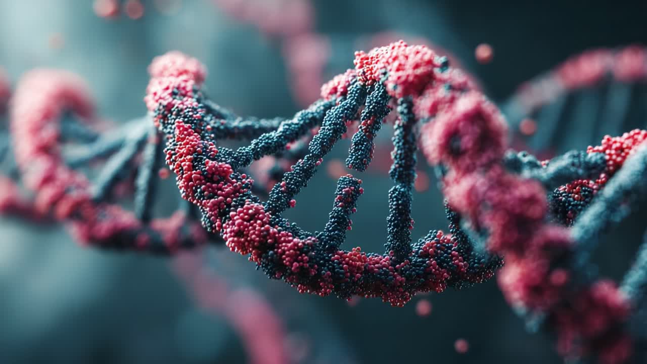 Esplorazione della struttura e della funzione del DNA: una visualizzazione dettagliata del modello a doppia elica che mostra il materiale genetico a livello molecolare