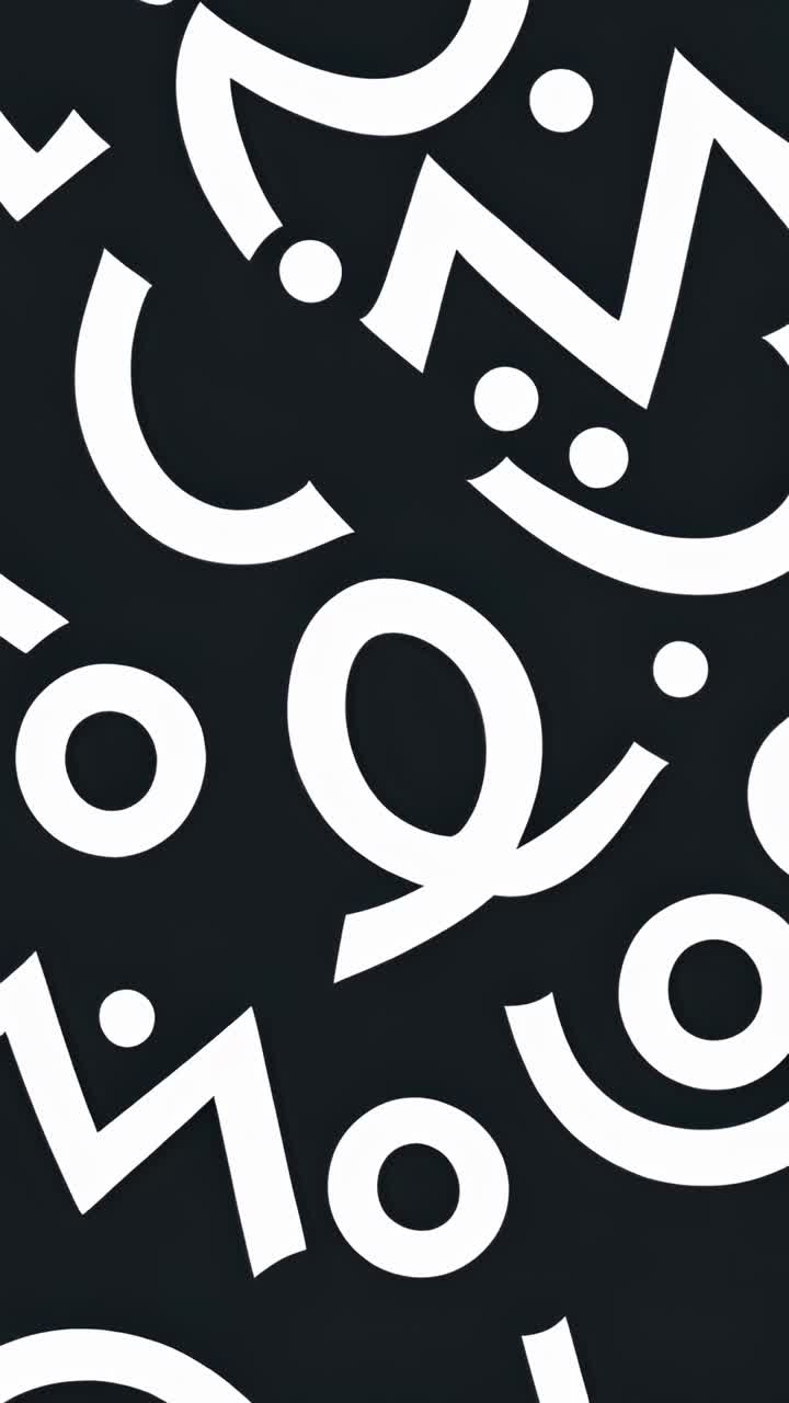 Vertical video: Looping graphic staying static on black canvas, highlighting white geometric shapes