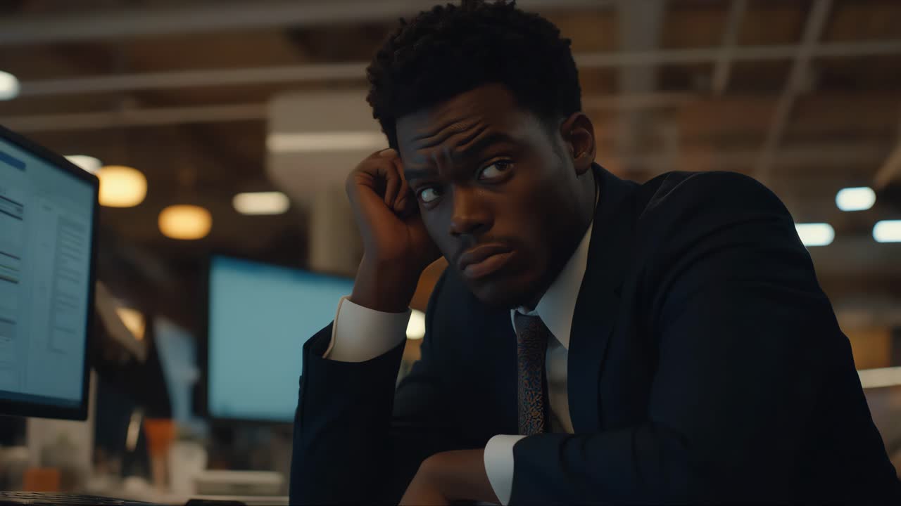 Tired Businessman at Office Desk