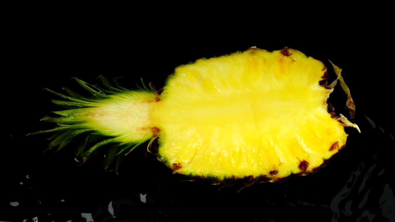 Falling of pineapple. Slow motion