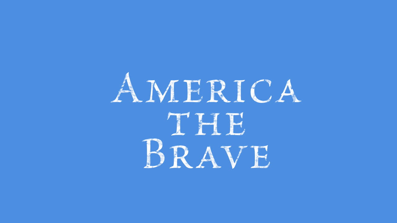 animación de círculos rojos, blancos y azules y texto américa el valiente, en azul