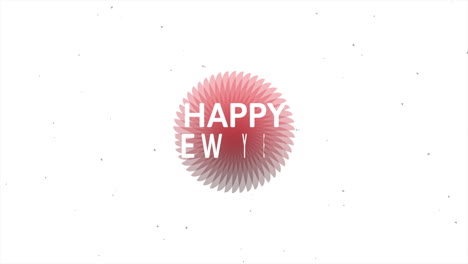 happy new year with red circle on white gradient