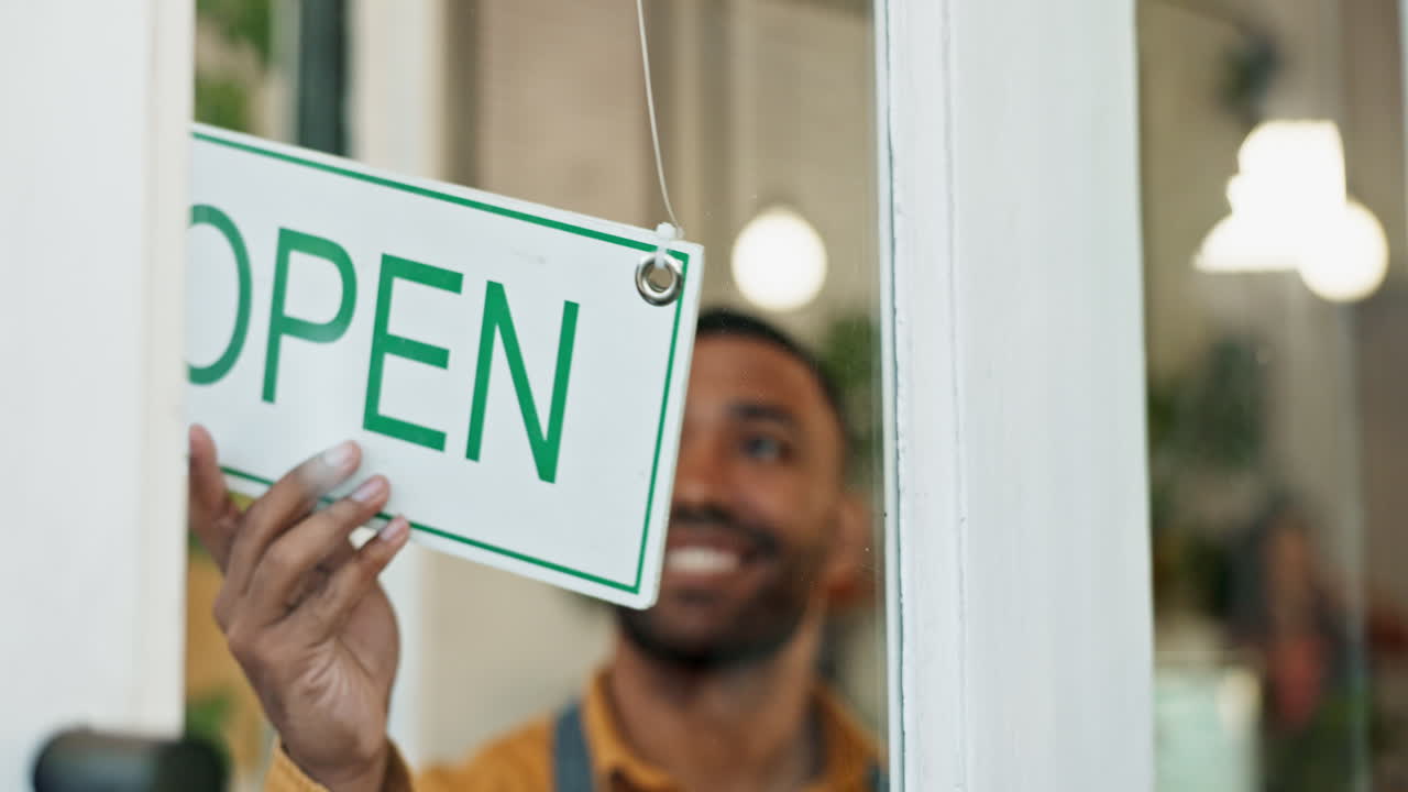 Open sign on a business storefront