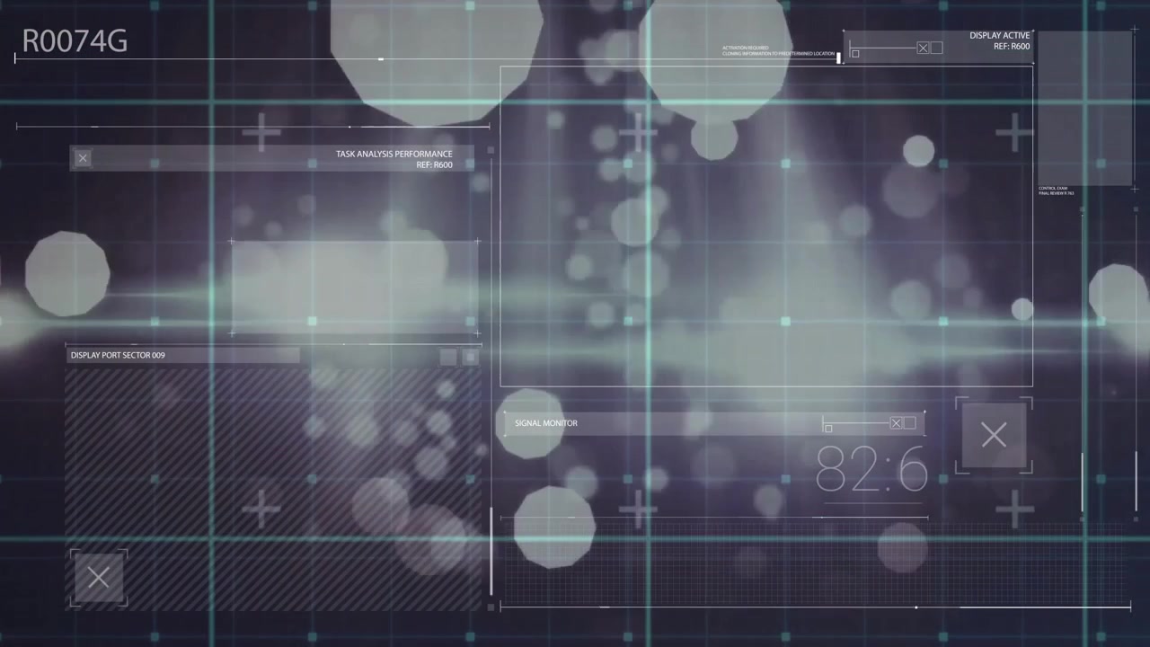 On load HUD initiating octagon drift, flares spreading, orbs floating, readout updating performance