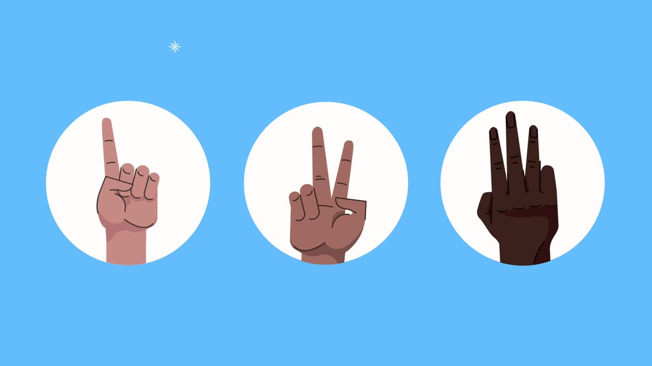 인간의 손을 세는 기호 애니메이션