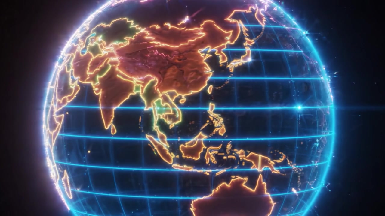 A Captivating View of Earth with Neon Borders: A Dynamic Exploration of Our Planet’s Geography in Stunning Digital Detail