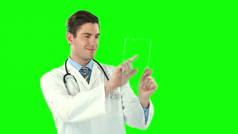 Arzt-Mit-Futuristischem-Tablet