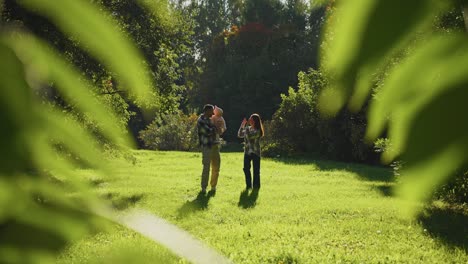 family walking in park