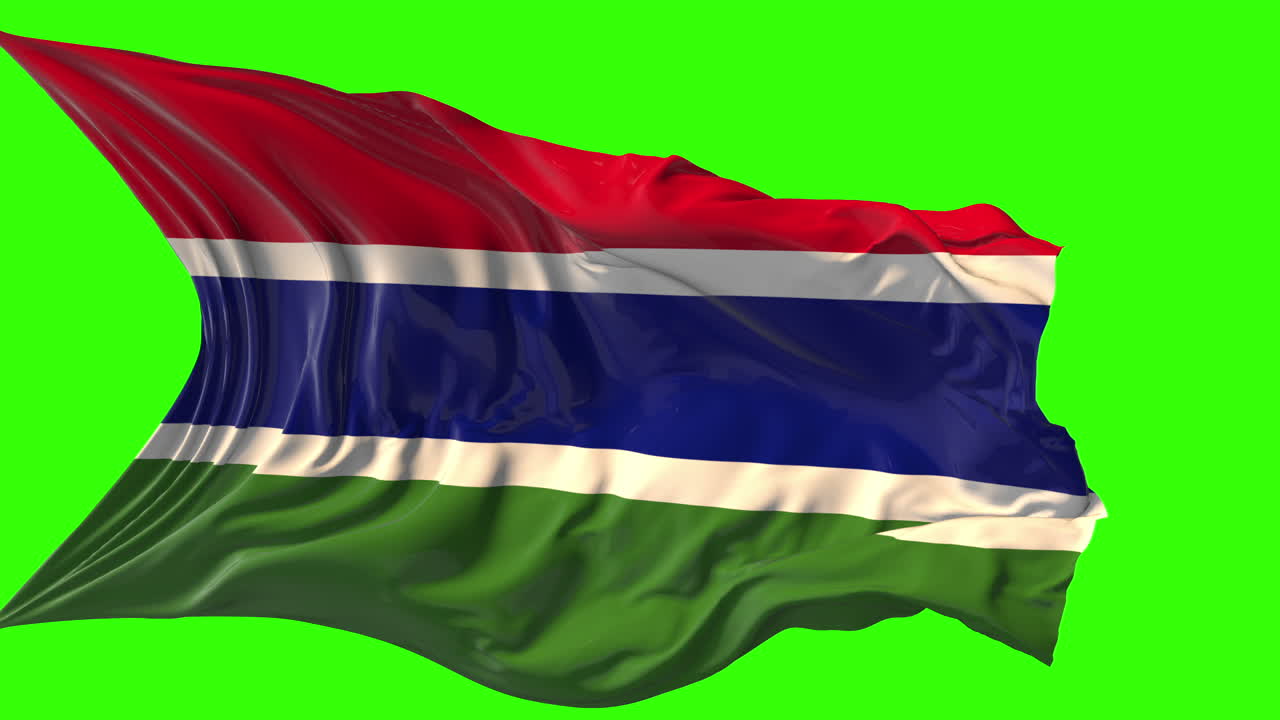 Waving Flag of The Gambia on Green Screen