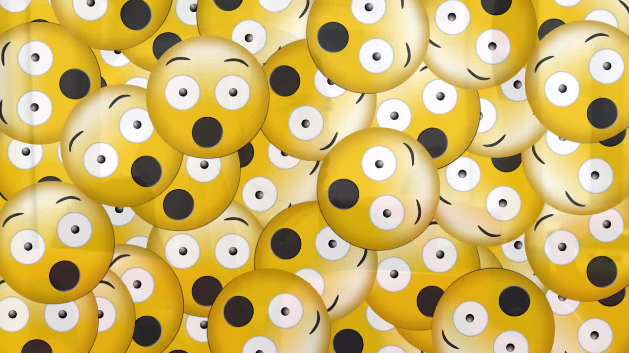 히자브를 입은 여성 위에 떨어지는 이모티콘의 애니메이션