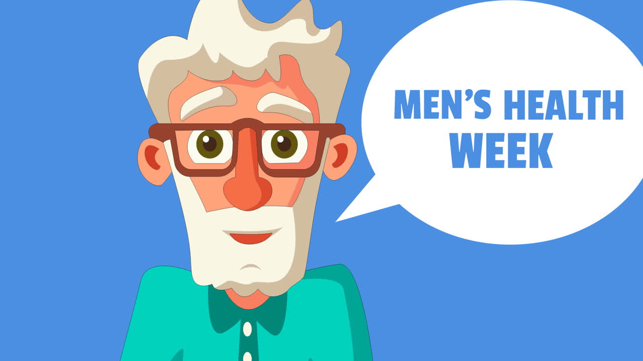 Animation of mens health week text over old men Premium Stock Video Footage