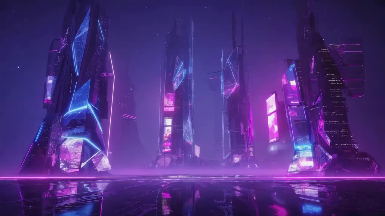 paisaje urbano de neón futurista