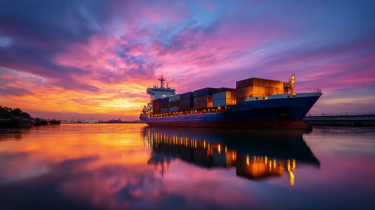 Container Ship at Sunset