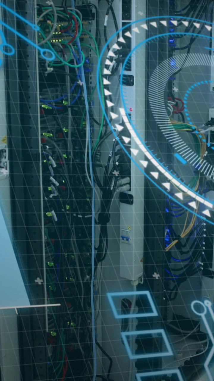 Animation of scope scanning and data processing over businesswoman