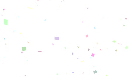 explosión de confeti de celebración con elementos en colores pastel y fondo blanco.