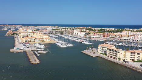 beautiful marina port leucate sailboats mediterranean sea aerial sunny day