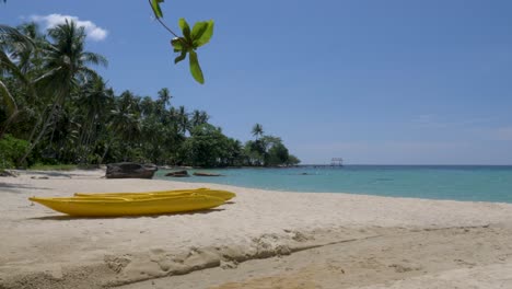 Two-yellow-kayaks-on-the-beach